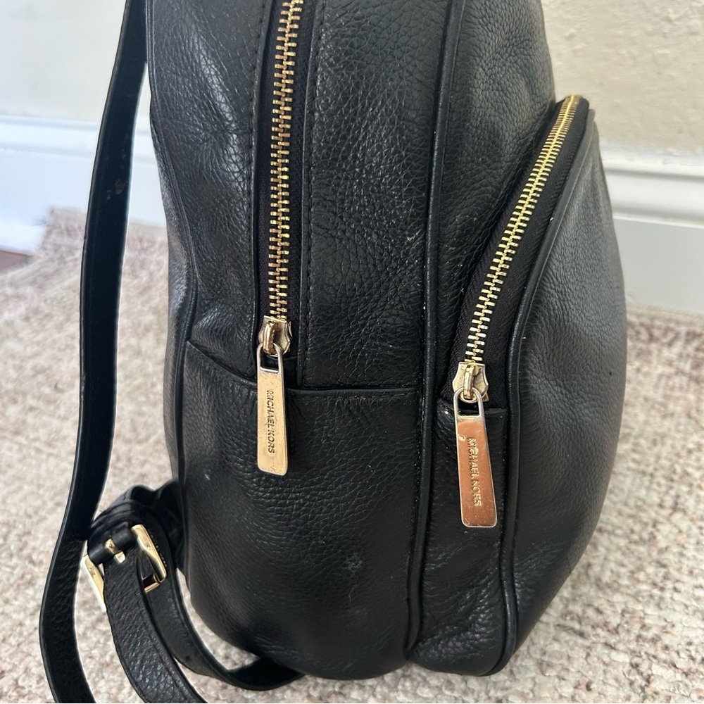 Michael Kors Black Leather Backpack with Gold Hardware - Picture 5 of 9